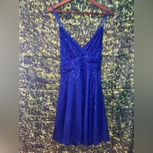 SHEIN V-Neck Sparkling Blue Mini Dress